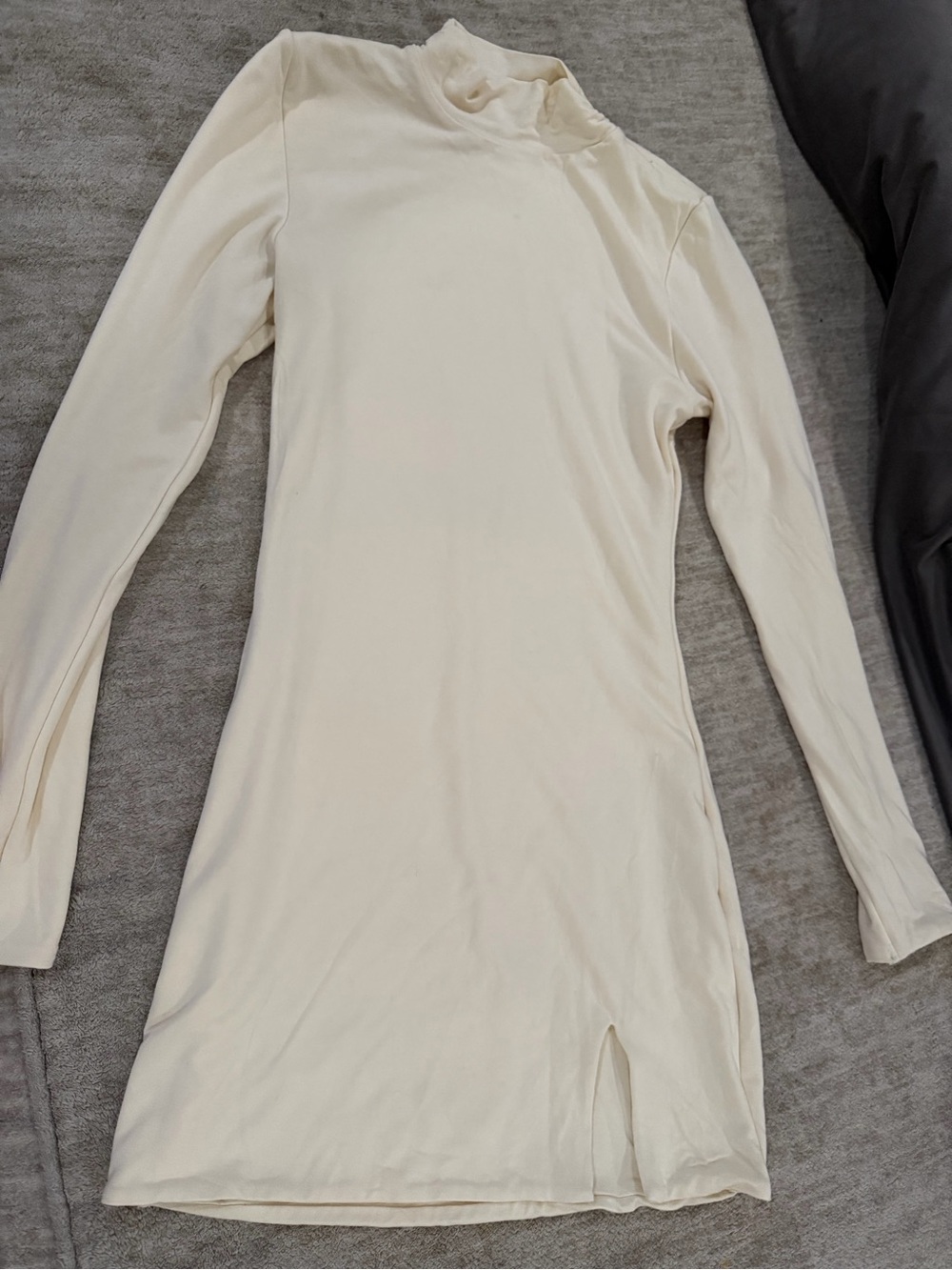 Oh Polly Cream Long Sleeve Turtleneck Mini Dress
